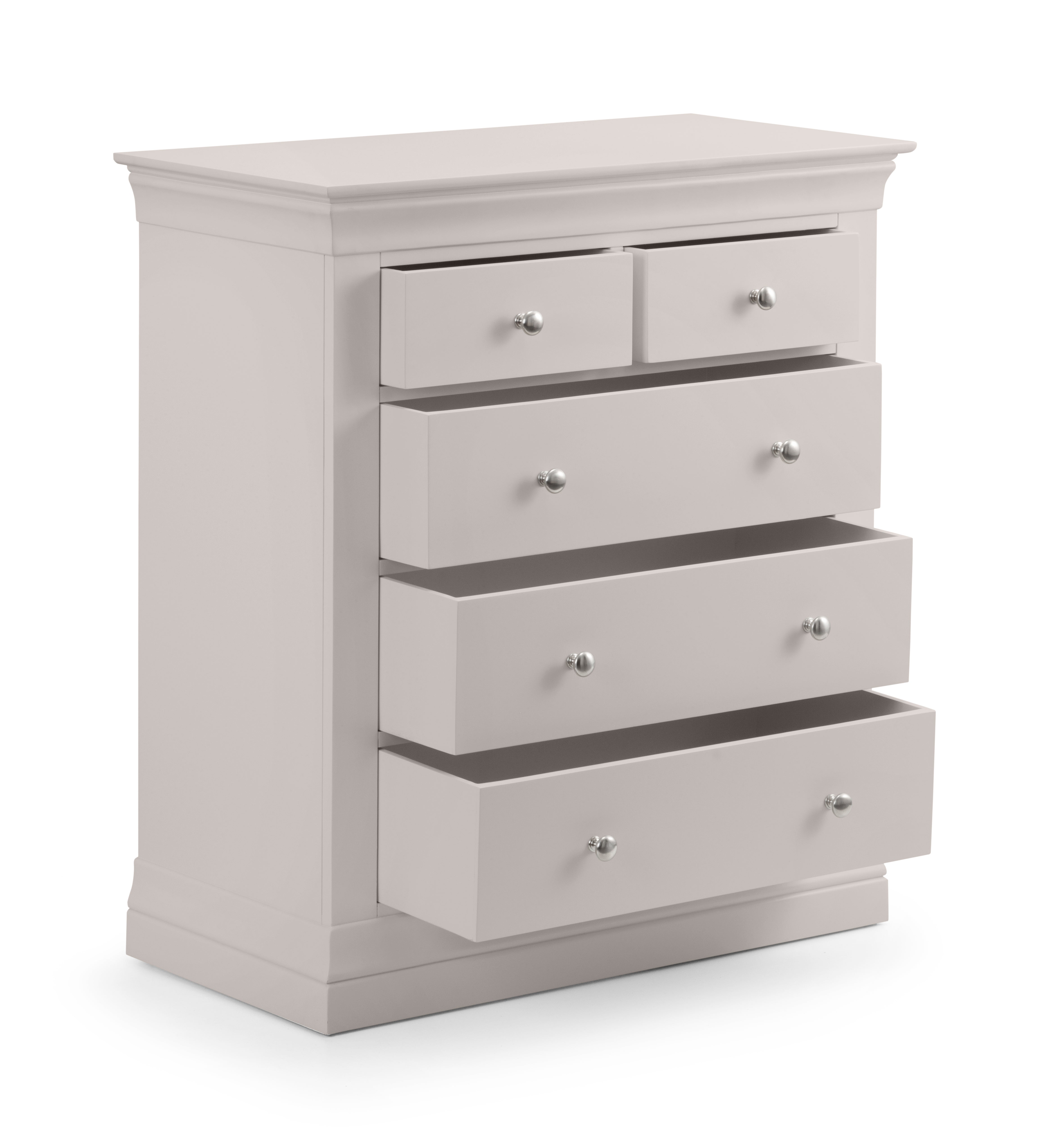 Fidel Light Grey Wood Chest of Drawers | 5 Drawers